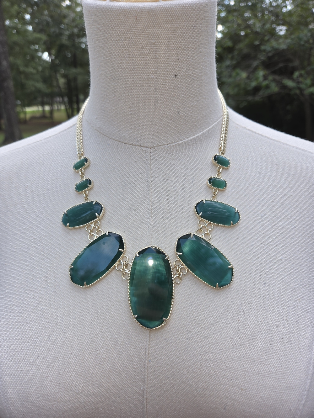 Kendra Scott Gold Necklace with Green Stones